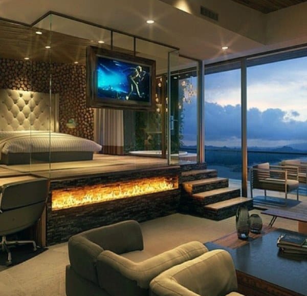 bedroom with fireplace