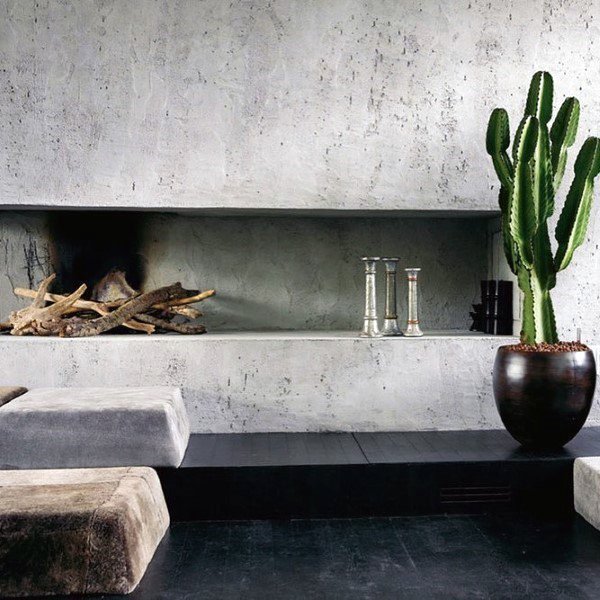 concrete traditional fireplace