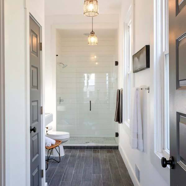 Interior Ideas Shiplap Bathroom With Walk In Shower