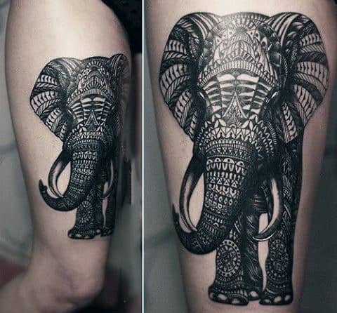 Intricately Designed Elephant Tattoo Mens Upper Arms