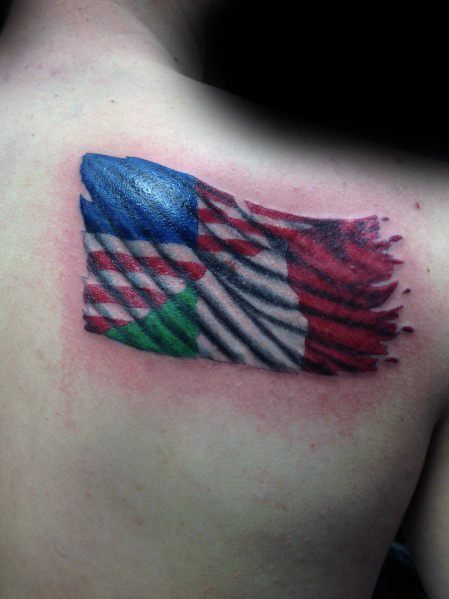 Amazing 3D Italy Flag Tattoo On Bicep By Jakub Nadrowski