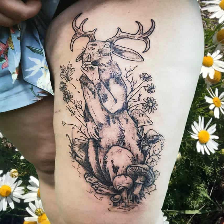 Jackalope Rabbit Tattoos Kt Pie Tattoo