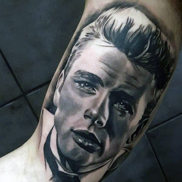 James Dean Inner Arm Bicep Tattoo Ideas For Males