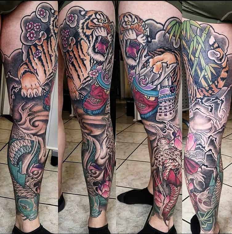 japanese-art-tiger-koi-hannya-leg-sleeve-tattoo-sincitymtl
