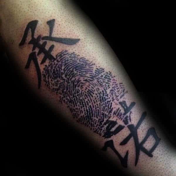 Japanese Fingerprint Guys Forearm Tattoos