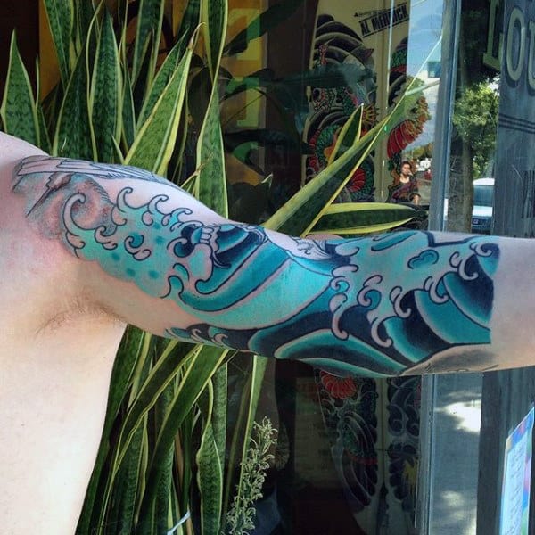 Japanese Half Sleeve Water Tattoos On Guys