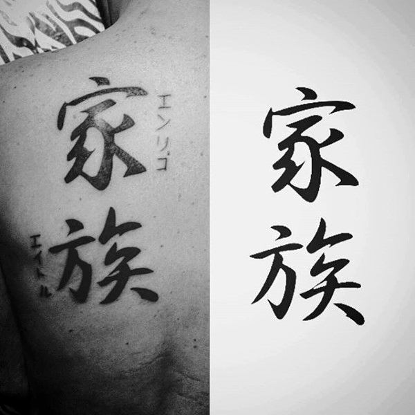 Japanese Male Name Back Tattoos
