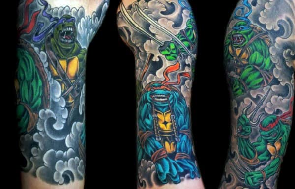 Teenage Mutant Ninja Turtles sleeve tattoo