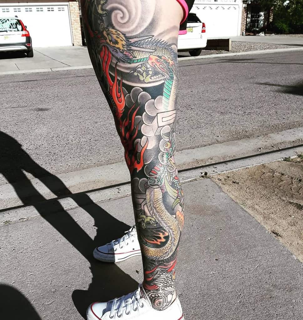 japanese-realistic-wicked-leg-sleeve-tattoo-thatinkgirl