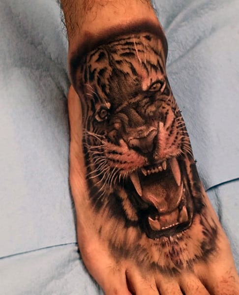 Japanese Tiger Tattoos For Guys On Foot