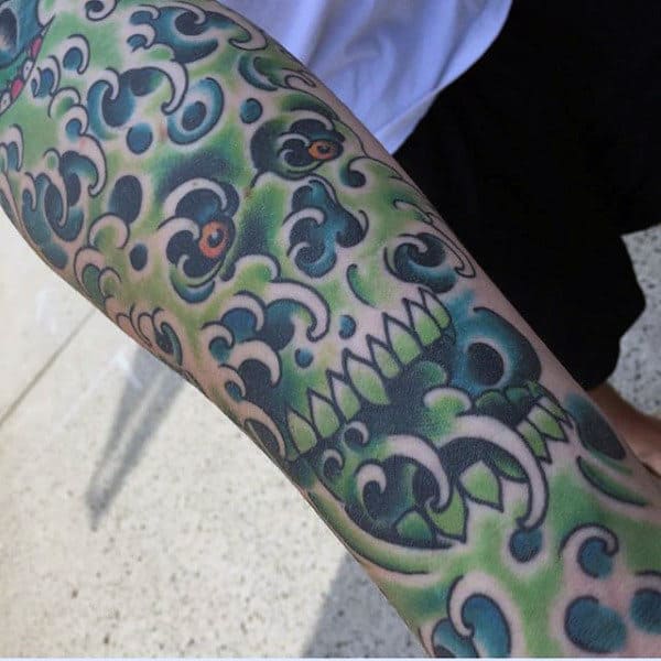 Monster Japanese Wave Tattoo For Males
