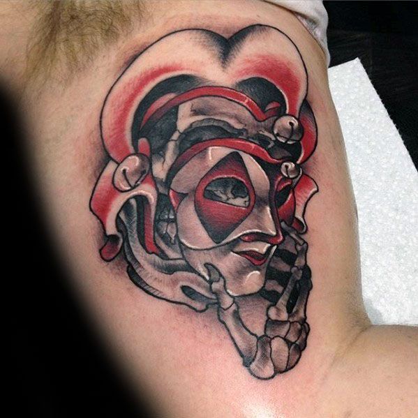 Jester Tattoo Design On Man.