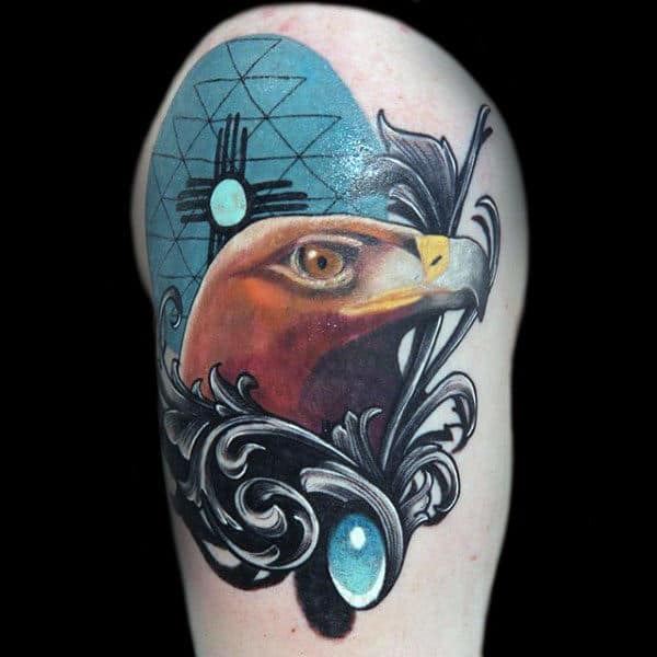 Jewerly Filigree With Bird Mens Upper Arm Tattoo Designs