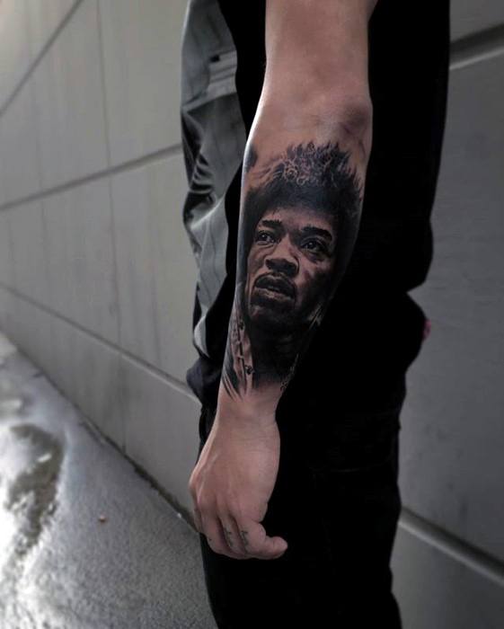Jimi Hendrix Tattoo Ideas For Males On Outer Forearm