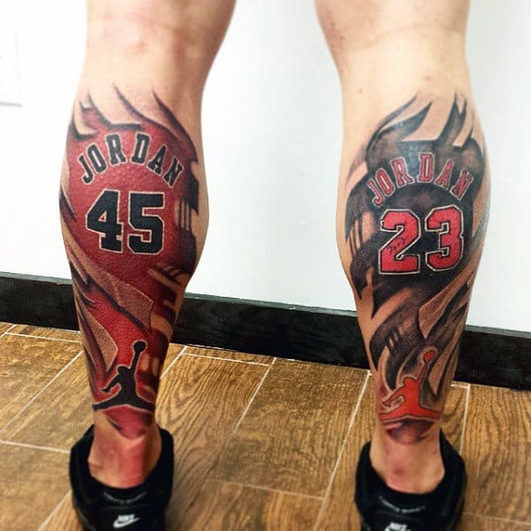 Jordan 45 And 23 Basketball Jersey Mens Back Of Leg Tattoos
