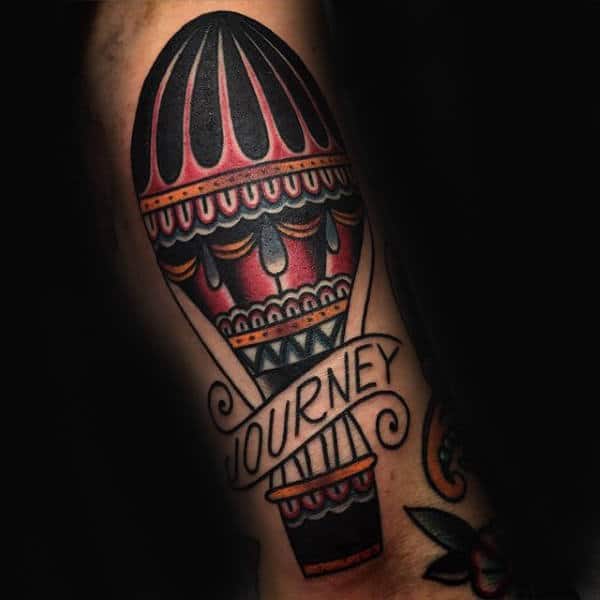 Journey Mens Hot Air Balloon Traditional Tattoos
