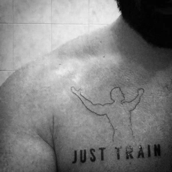 Just Train Bodybuilder Figure Mens Upper Chest Tattoos