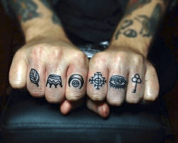 Key Tattoo Design On Knucles For Men