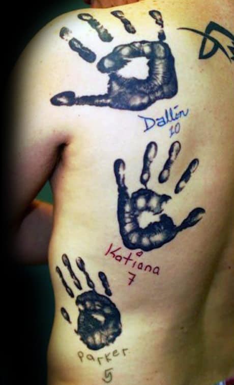 Kids Handprint Mens Back Tattoos