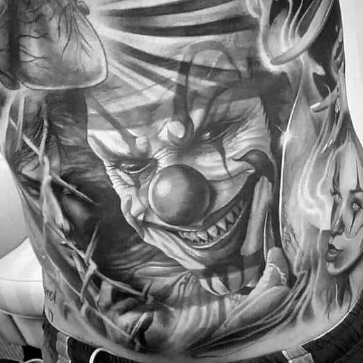 Killer Clown Chest Awesome Scary Movie Tattoos For Men