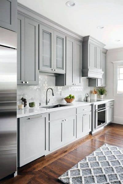 country style light gray kitchen cabinets 