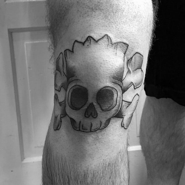 Knee Cap Skull Bart Simpson Tattoo Designs For Guys