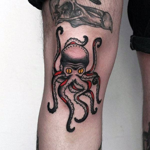 Knee Mens Traditional Octopus Tattoos