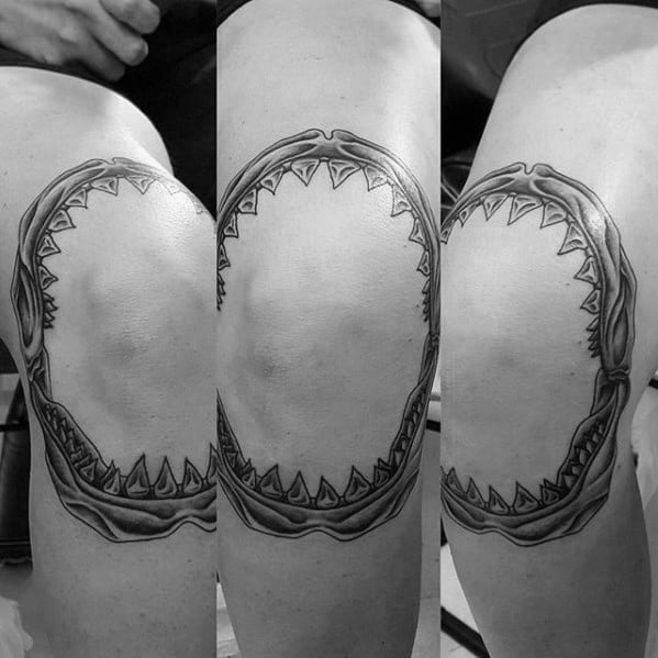 Details more than 64 shark jaw knee tattoo latest  incdgdbentre