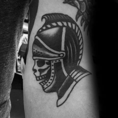 Knight Helmet With Skull Unique Mens Ditch Tattoos