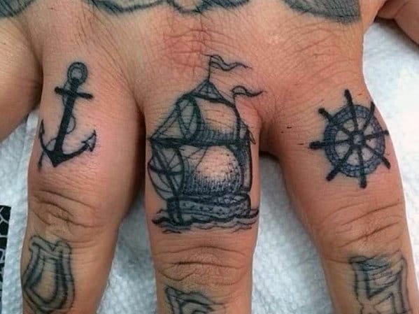 Knuckle Small Anchor Tattoo Design Ideas For Guys