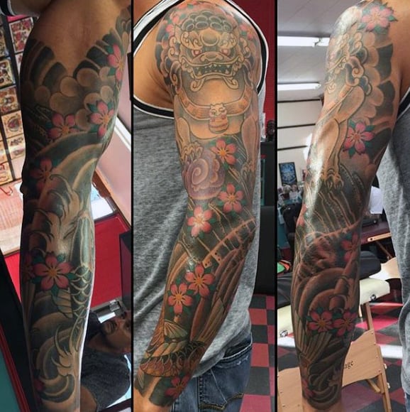 Koi Fish Arm Tattoo For Men Sleeve