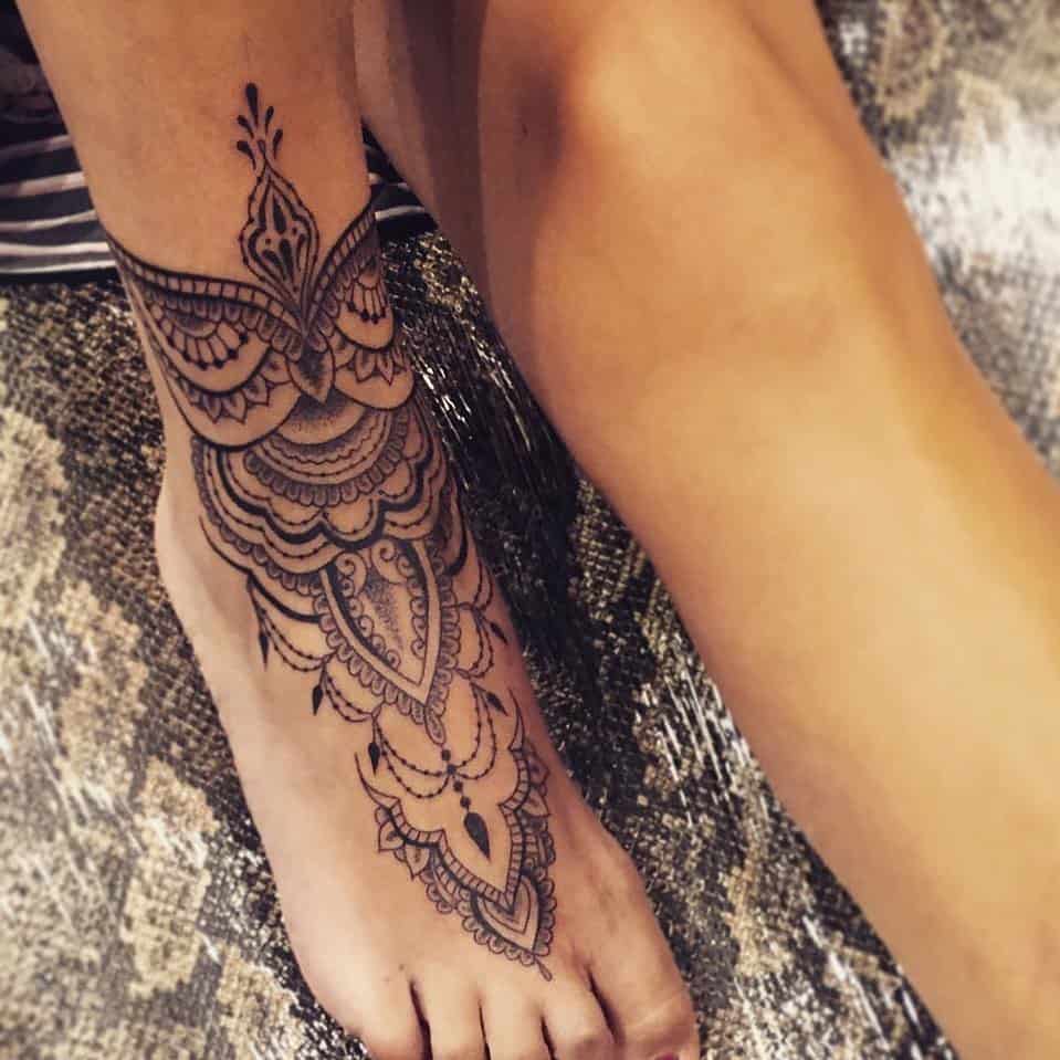 Lace Ornamental Foot Tattoo