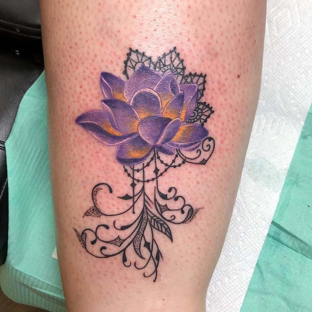 Lace Purple Lotus Tattoo