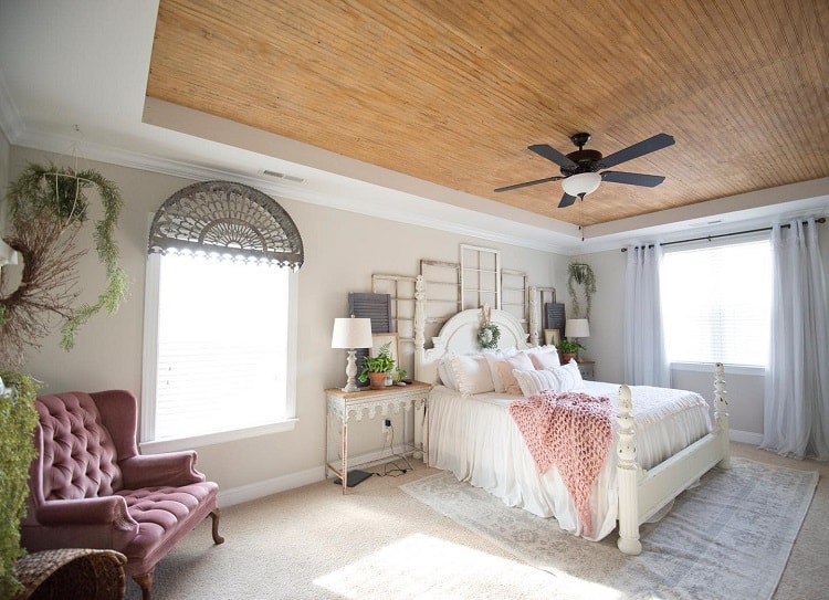 country bedroom beadboard ceiling fan