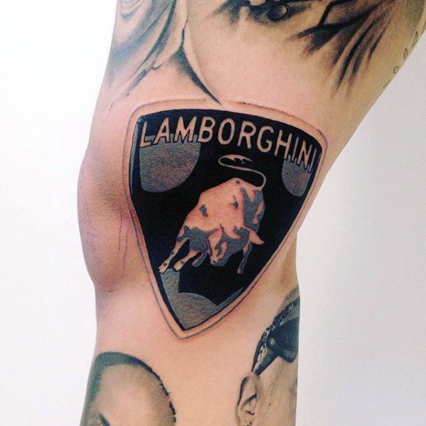 Lamborgini Logo Mens Coolest Small Leg Tattoo Design