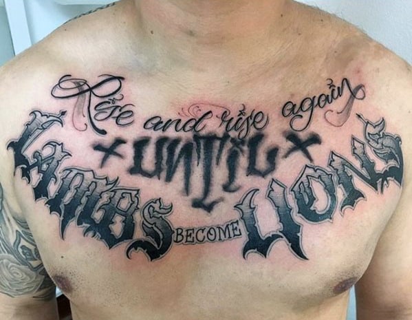 Top 41 Chest Writing Tattoo Ideas [2021 Inspiration Guide]