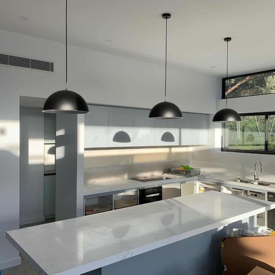 low hanging black pendant kitchen lamps 