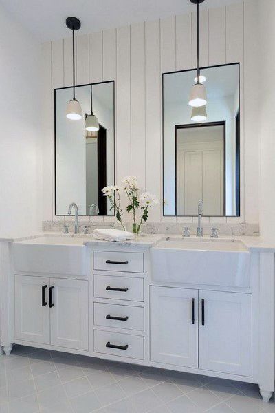 Top 50 Best Bathroom Mirror Ideas, Bathroom Double Sink Mirror Ideas