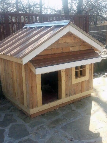 Large Dog House Ideas With All Wood Construction And Metal Roof