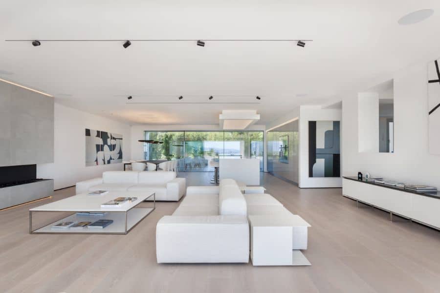large luxury living room with white sofa 