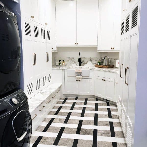 all-white laundry room
