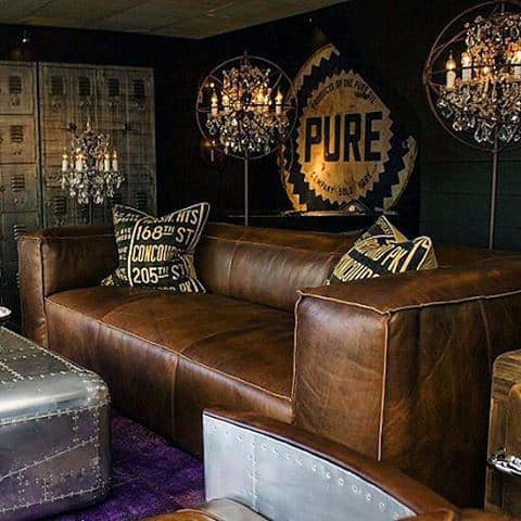 Leather Couch Man Cave Bachelor Pad Living Room Ideas