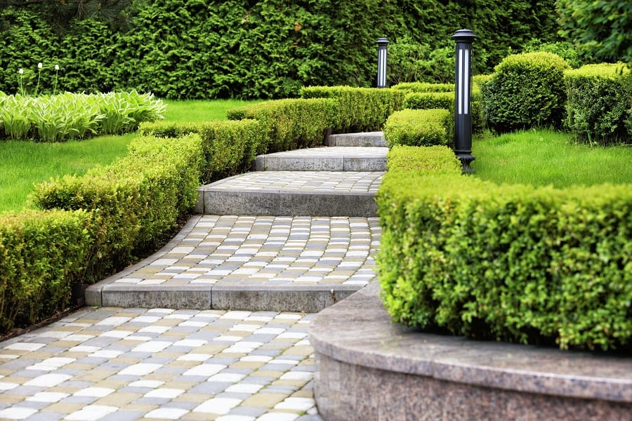 paver pathway with steps