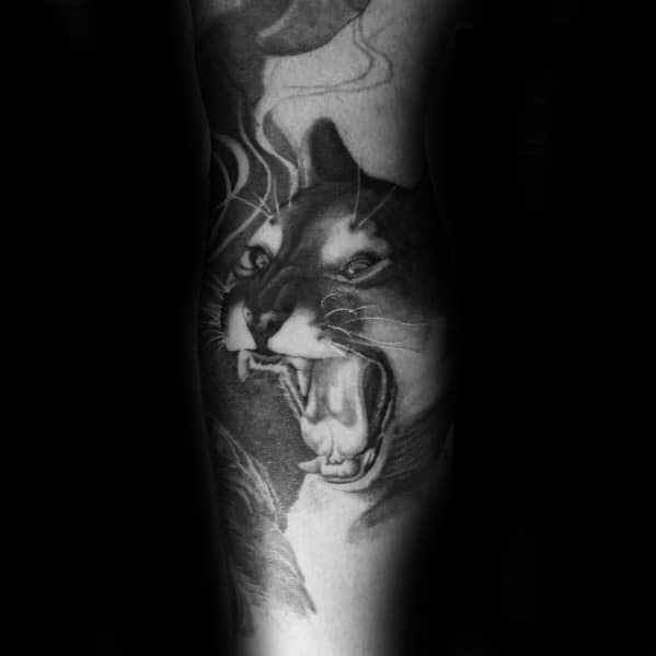 Leg 3d Mountain Lion Male Tattoos