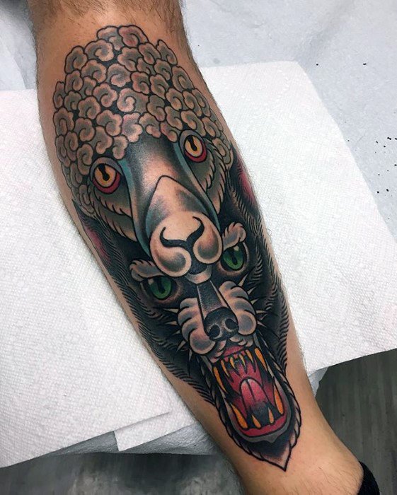Leg Amazing Mens Wolf In Sheeps Clothing Tattoo Designs