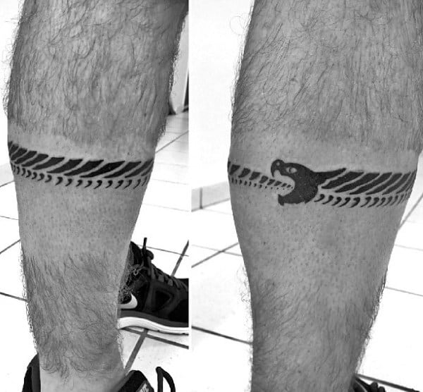 Leg Band Black Ink Mens Ouroboros Tattoos