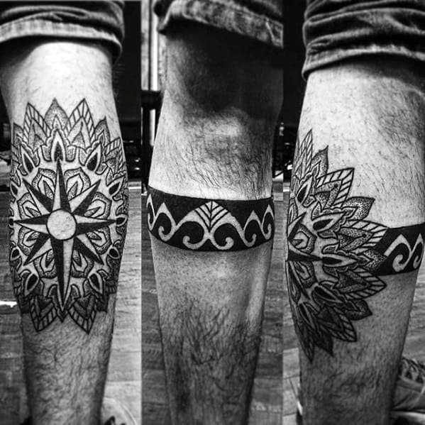 Leg Band Floral Mens Tattoo Design Ideas