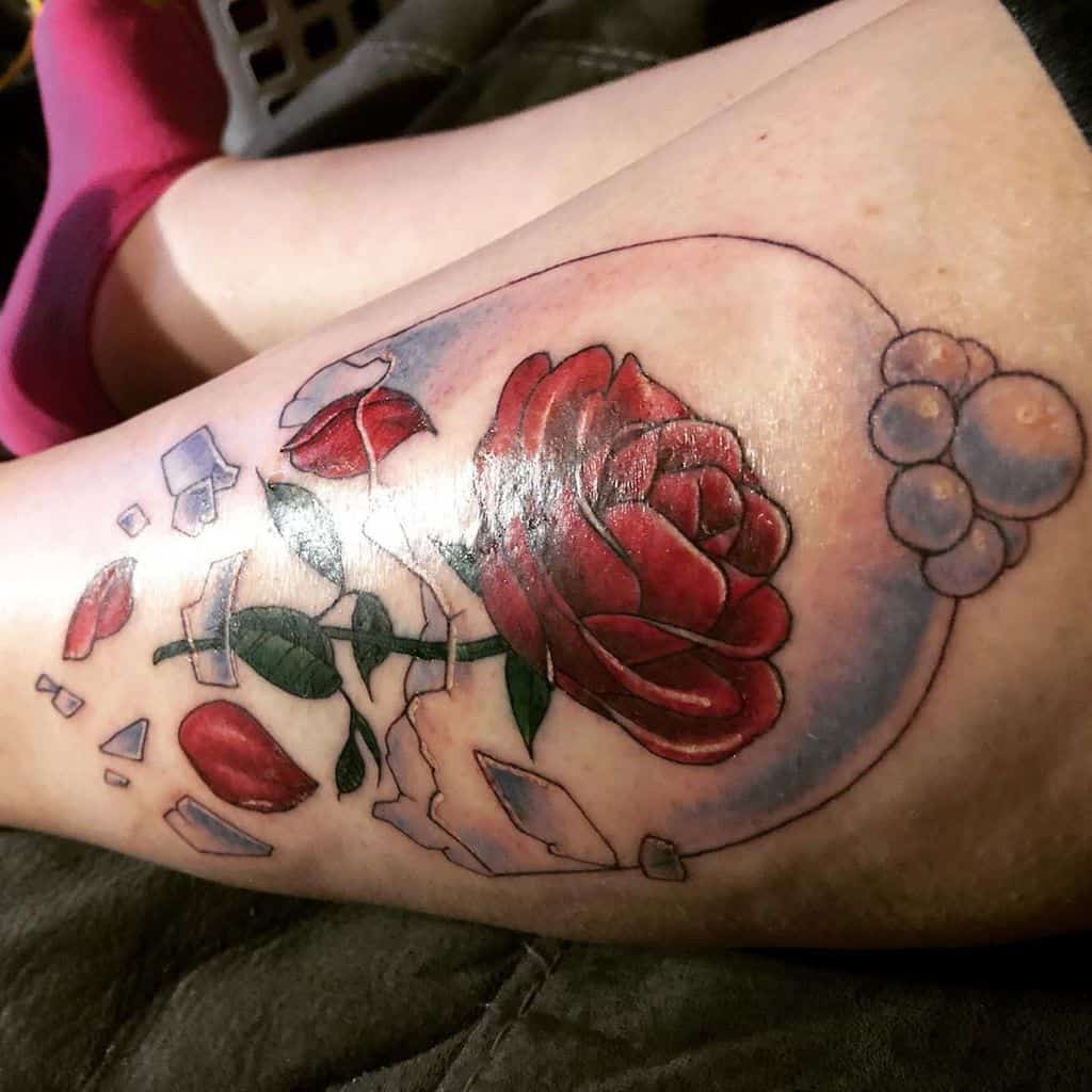 leg beauty and the beast rose tattoos rosesburn22