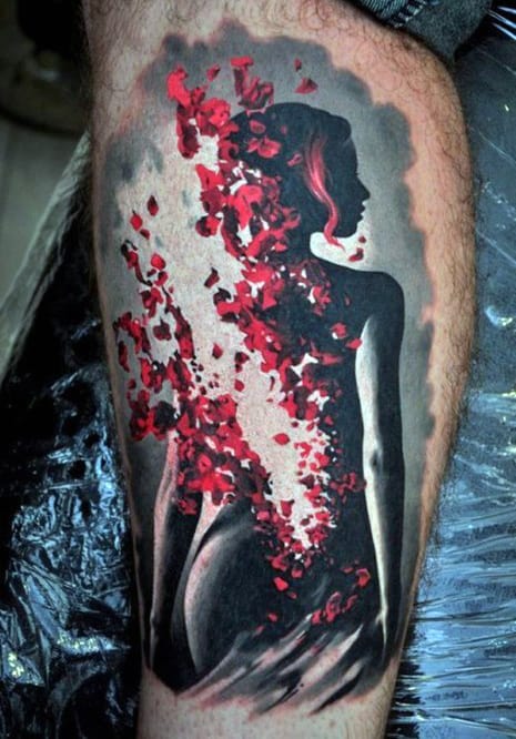 Leg Calf Abstract Tattoo Art On Men