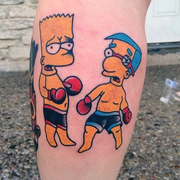 Leg Calf Boxing Bart Simpson Guys Tattoos
